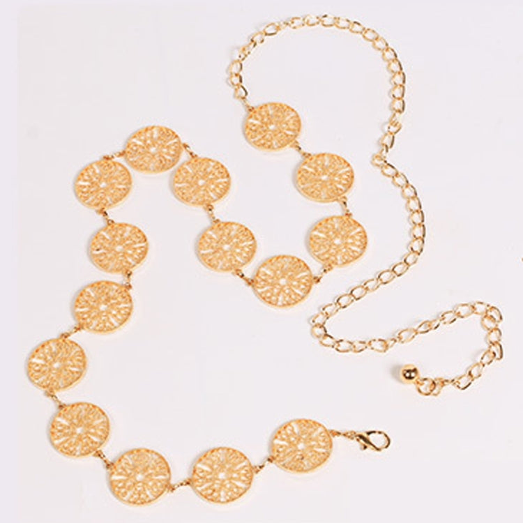 Cintura da donna in metallo con catena traforata a forma di cerchio, cintura per abito da donna, lunghezza: 110 cm