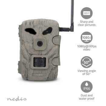 Wildlife Camera | 4G | 1080p@30fps | 30.0 MPixels | 2 MPixel CMOS | IP66 | 4G | Black No-Glow IR | Night vision | Viewing angle: 50° | Motion sensor | Detection angle: 50 ° | Detection range: 20 m | LCD Screen | Green