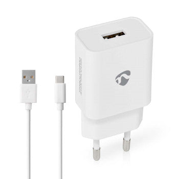 Wall Charger | 12W | Quick charge feature | 1x 2.4 A | Number of outputs: 1 | USB-A | USB Type-C™ (Loose) Cable | 1.00 m | Single Voltage Output | White