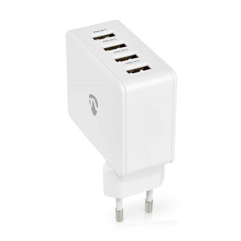 Wall Charger | 24 W | Quick charge feature | 4x 2.4 A | Number of outputs: 4 | 4x USB-A | No Cable Included | Single Voltage Output | White