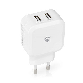 Wall Charger | 24W | Quick charge feature | 2x 2.4 A | Number of outputs: 2 | 2x USB-A | No Cable Included | Single Voltage Output | White