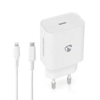 Wall Charger | 20 W | PD3.0 20W | Quick charge feature | 1.67 / 2.22 / 3.0 A | Number of outputs: 1 | USB-C™ | Lightning 8-Pin (Loose) Cable | 1.00 m | Automatic Voltage Selection | White