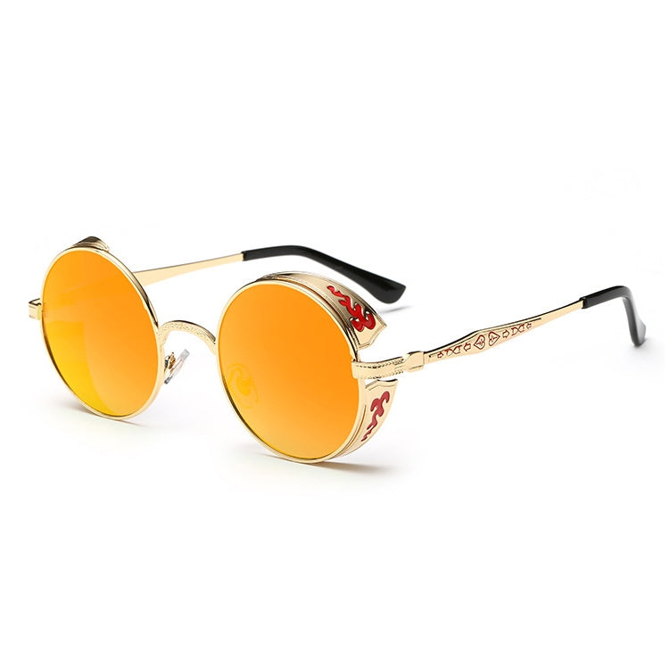 Occhiali da sole rotondi intagliati retrò, Sunglasses#Gold frame red film, Sunglasses#Gold frame green film, Sunglasses#silver frame ice blue, Sunglasses#silver frame gray sheet, Sunglasses#silver frame white mercury, Sunglasses#rimmed gray tablets