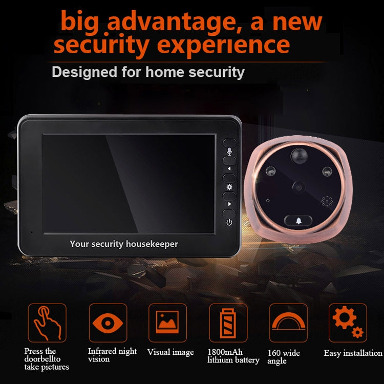 M4300A Schermo da 4,3 pollici Videocamera da 3,0 MP Campanello intelligente, supporto scheda TF (massimo 32 GB) rilevamento del movimento e visione notturna a infrarossi, M4300A
