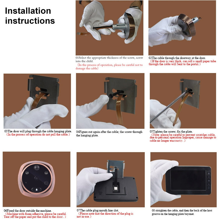 M4300A Schermo da 4,3 pollici Videocamera da 3,0 MP Campanello intelligente, supporto scheda TF (massimo 32 GB) rilevamento del movimento e visione notturna a infrarossi, M4300A