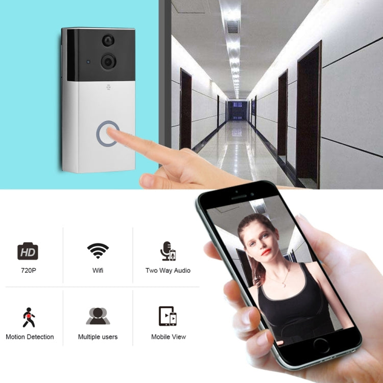 VESAFE HD 720P Telecamera di sicurezza Smart WiFi Videocitofono campanello, supporto scheda TF e visione notturna a infrarossi e app di rilevamento del movimento per IOS e Android (con Ding Dong/Chime), VS-A4, VS-A5