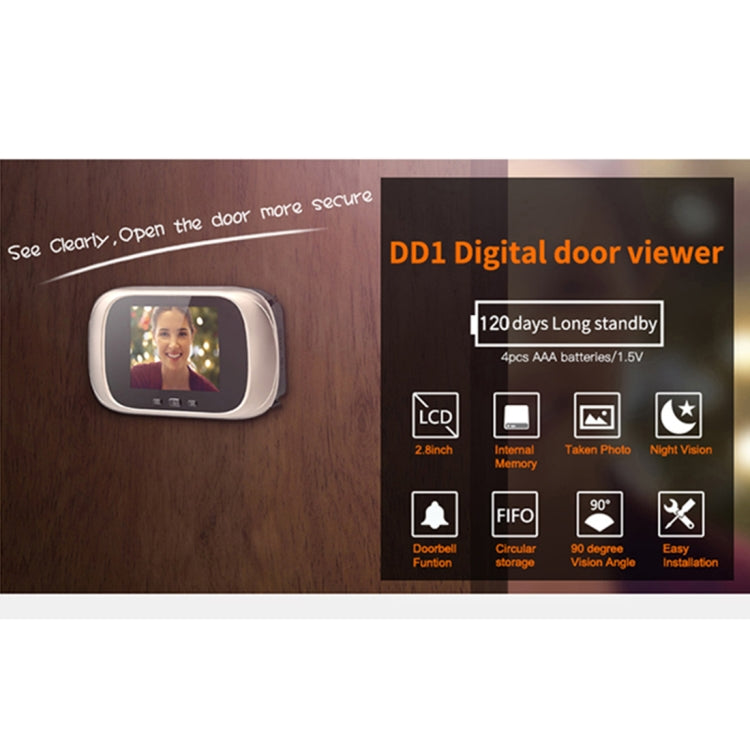 Campanello elettronico intelligente per fotocamera Cat Eye DD1 con schermo LCD da 2,8 pollici, supporto per visione notturna a infrarossi