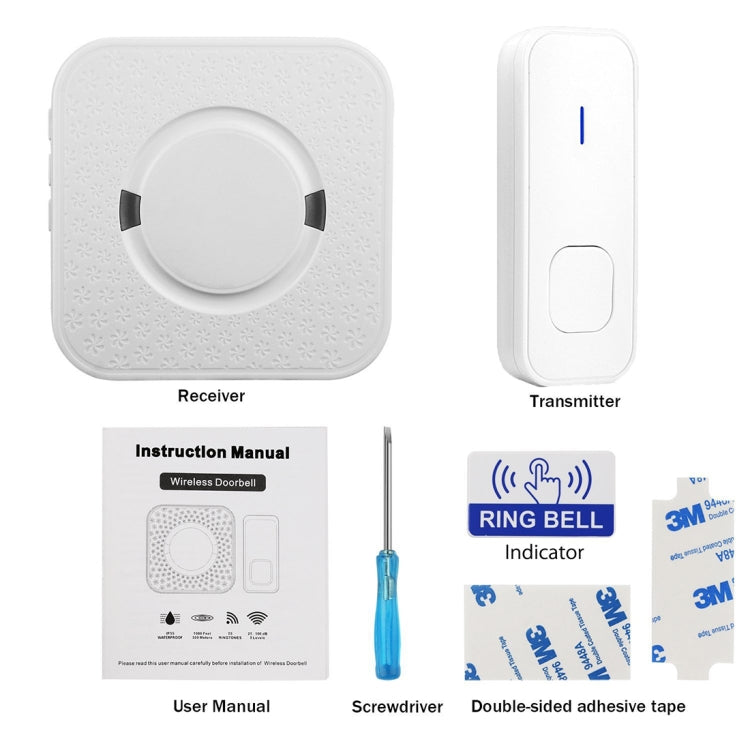 P6-B Ricevitore campanello WiFi wireless IP55 impermeabile a basso consumo energetico 110 dB, 53 opzioni musicali, distanza ricevitore: 300 m