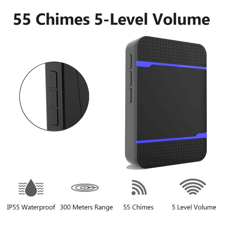 Ricevitore campanello wireless IP55 110dB con 53 suoni