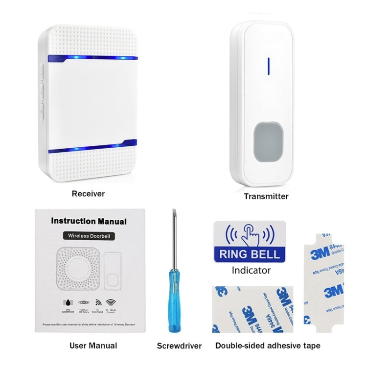 P7 110dB Wireless IP55 Ricevitore campanello WiFi impermeabile a basso consumo energetico con luce notturna, 53 opzioni musicali, distanza ricevitore: 300 m, N15K-1T1-B White, N15K-1T1-B Black