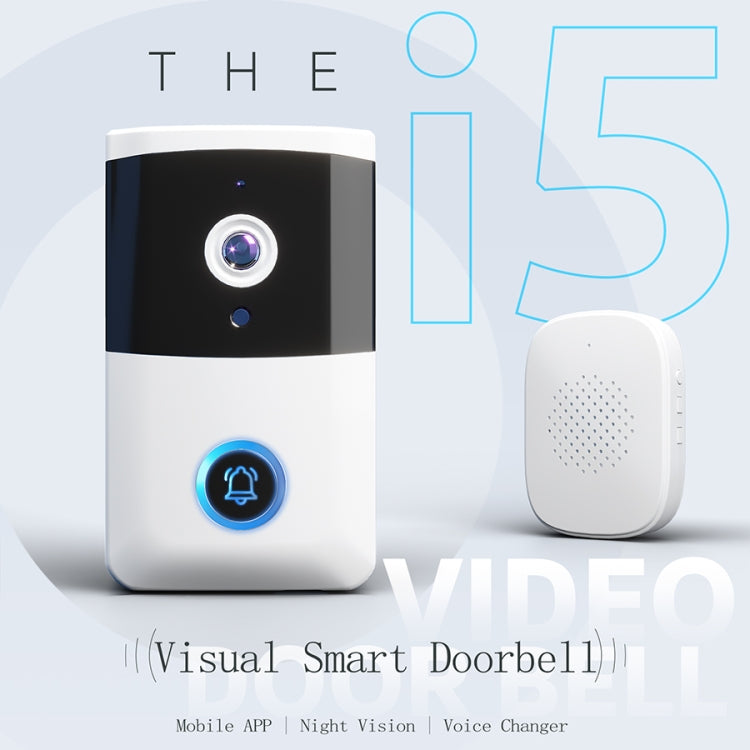 DoorBell i5 Smart Doorbell HD Wireless Bluetooth WiFi Telecamera di sicurezza Campanelli visivi Supporto antifurto Citofono vocale bidirezionale, i5