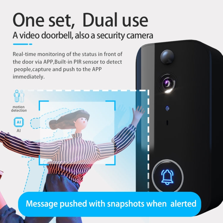 DoorBell i9 Videocitofono wireless con telecamera, visione notturna, rilevamento del movimento, citofono bidirezionale, i9