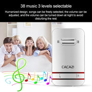 CACAZI V027G Campanello elettronico cinetico domestico wireless autoalimentato con tre ricevitori, spina UK, 1 Button 3 Receivers