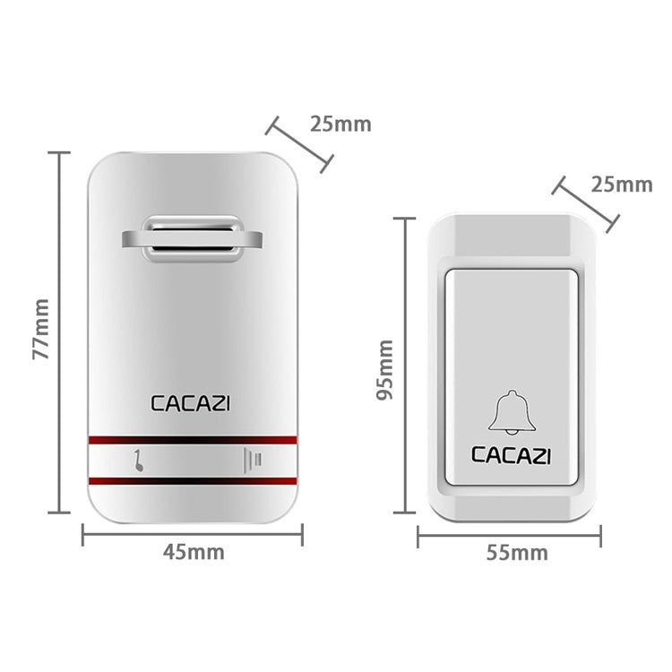 CACAZI V027G One Button One Ricevitori Campanello elettronico cinetico domestico wireless autoalimentato, spina UK, 1 Button 1 Receivers