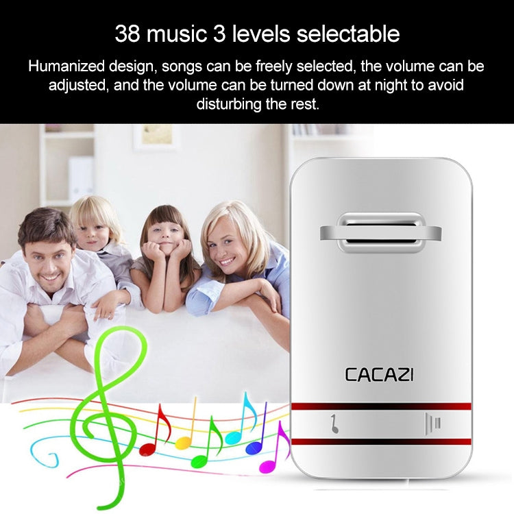 CACAZI V027G One Button One Ricevitori Campanello elettronico cinetico domestico wireless autoalimentato, spina UK, 1 Button 1 Receivers