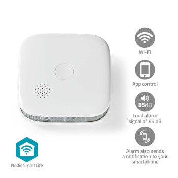 SmartLife Smoke Detector | Wi-Fi | Battery Powered | Sensor life cycle: 10 years | EN 14604 | Max. battery life: 24 Months | 85 dB | White | 1pcs