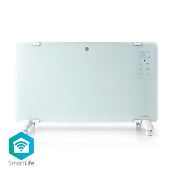 SmartLife Convection Heater | Wi-Fi | Suitable for bathroom | Glass Panel | 2000W | 2 Heat Settings | LED | 15 - 35 °C | Adjustable thermostat | White