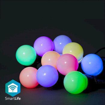 SmartLife Decorative Lights | Party Lights | Wi-Fi | RGB / White | 10 LED's | 9.00 m | Android™ | Bulb diameter: 50 mm