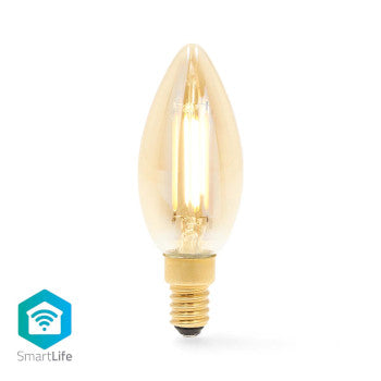 SmartLife LED Filament Bulb | Wi-Fi | E14 | 470 lm | 4.9W | Warm White | 1800 - 3000K | Glass | Android™ / IOS | Candle | 1pcs