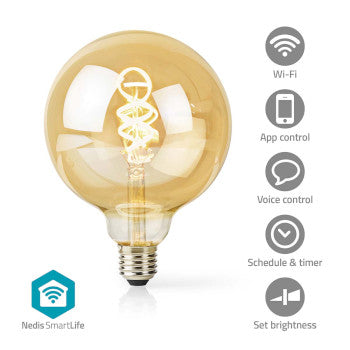 SmartLife LED Filament Bulb | Wi-Fi | E27 | 360 lm | 4.9 W | Warm to Cool White | 1800 - 6500 K | Glass | Android™ / IOS | Globe | 1 pcs