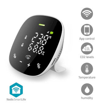 SmartLife Air Quality Monitor | Wi-Fi | Including display | Carbon Dioxide (CO2) / Humidity / Temperature | Android™ / IOS | Black/White