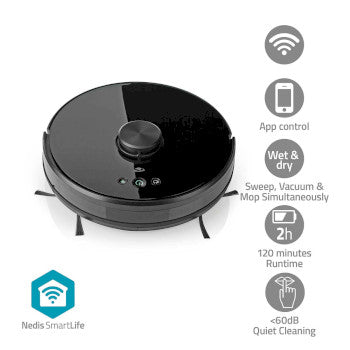 SmartLife Robot Vacuum Cleaner | Laser Navigation | Wi-Fi | Capacity collection reservoir: 0.6 l | Automatic charging | Maximum operating time: 2 hrs | Black | Android™ / IOS