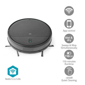 SmartLife Robot Vacuum Cleaner | Random | Wi-Fi | Capacity collection reservoir: 0.2 l | Automatic charging | Maximum operating time: 1.8 hrs | Black | Android™ / IOS