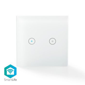 SmartLife Wall Switch | Wi-Fi | Dual | Wall Mount | 1000W | Android™ / IOS | Glass | White