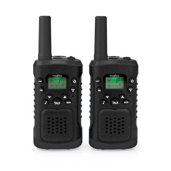 Walkie Talkie Set | 2 Handsets | Up to 6 km | Frequency channels: 8 | PTT/VOX | up to 3 Hours | Headphone output | 2 Headsets | Black