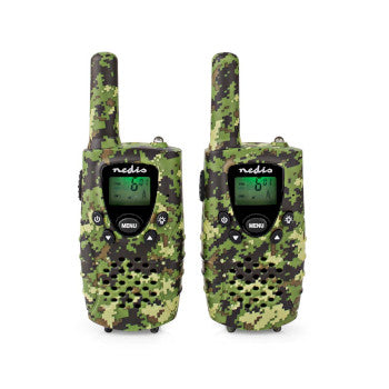 Walkie Talkie Set | 2 Handsets | Up to 8 km | Frequency channels: 8 | PTT/VOX | up to 2.5 Hours | Headphone output | 2 Headsets | Travel case included | Green