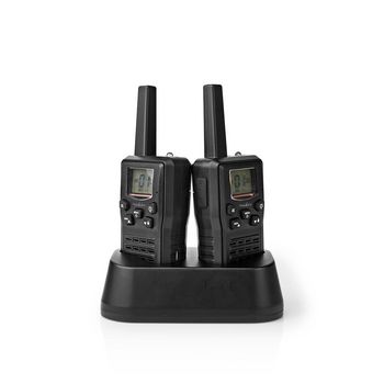 Walkie Talkie Set | 2 Handsets | Up to 10 km | Frequency channels: 8 | PTT/VOX | up to 6 Hours | Charging base included | Headphone output | Black