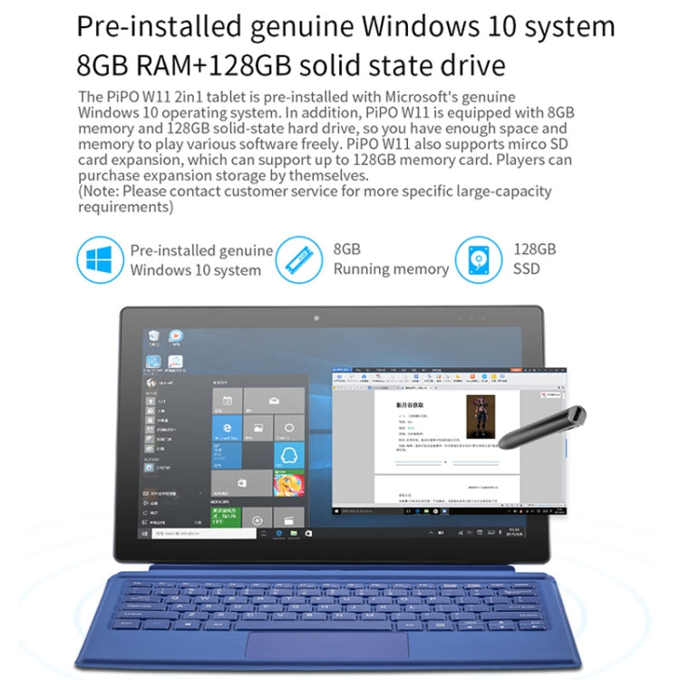 Windows 10, Intel Gemini Lake N4120 Quad Core fino a 2,6 GHz, con tastiera e penna stilo, supporto WiFi dual band, Bluetooth e scheda micro SD, 8GB+128GB+256GB