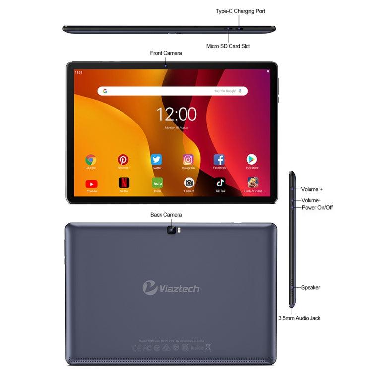 CPU Quad Core Android 11 RK3566, supporto 2.4G WiFi / Bluetooth, versione globale con Google Play, spina USA