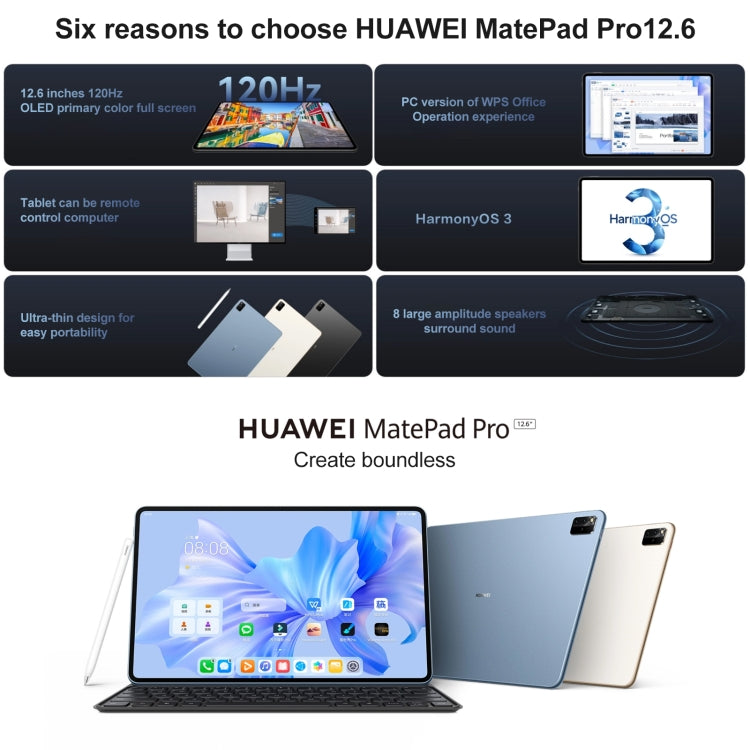 Tablet HarmonyOS 3 Kirin 9000E 8GB 256GB OLED 12,6"