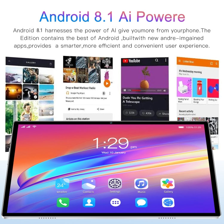Android 8.1 MTK6750 Octa Core, supporto Dual SIM, Wi-Fi, Bluetooth, GPS