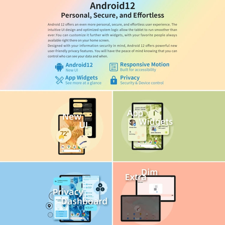 Android 12 MT8183 Octa Core, supporto Dual Band WiFi, Bluetooth e GPS, M40 Plus 8GB+128GB