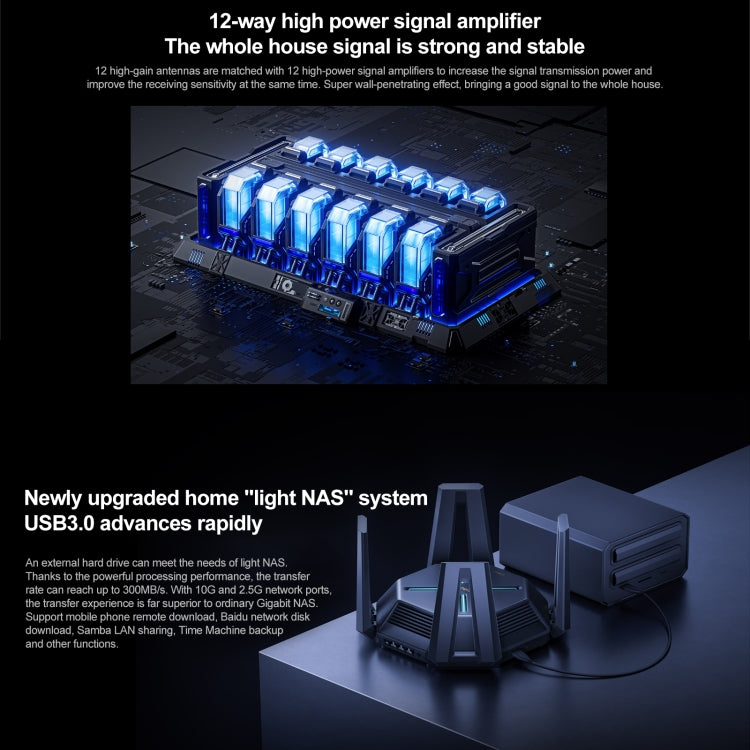 Router WiFi originale Xiaomi 10 Gigabit Tri-Band Wireless Mesh Ripetitore di accelerazione del gioco di rete, spina americana, 10 Gigabit