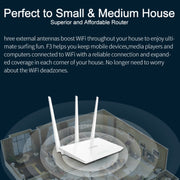 Router WiFi Tenda F3 Wireless 2.4GHz 300Mbps con antenne esterne 3*5dBi, F3