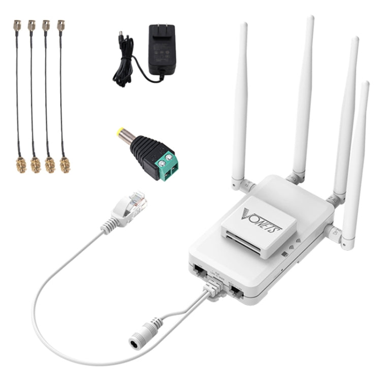 VONETS VAR600-H Ripetitore WiFi Bridge Wireless 600Mbps, con alimentatore + set di adattatori CC, With Power Adapter + 4 Antennas + DC Adapter Set