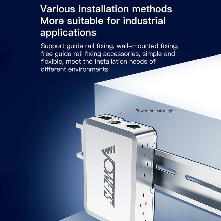 VONETS VS500 Switch Gigabit Ethernet a 5 porte con adattatore CC + set di fibbie di fissaggio su guida, VS500 with DC Adapter + Rail Fixing Buckle Set