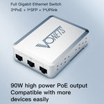 VONETS VSP510 Switch Gigabit Ethernet a 5 porte con adattatore CC + set di fibbie di fissaggio su guida, VSP510 with DC Adapter + Rail Fixing Buckle Set