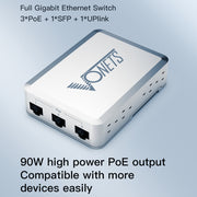 VONETS VSP510 Switch Gigabit Ethernet a 5 porte con adattatore CC + set di fibbie di fissaggio su guida, VSP510 with DC Adapter + Rail Fixing Buckle Set