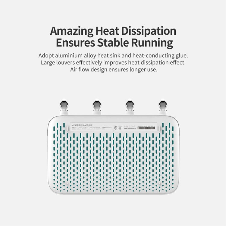 Router WiFi originale Xiaomi 4A Smart APP Control AC1200 1167 Mbps 128 MB 2,4 GHz e 5 GHz Dual-core CPU Porta Gigabit Ethernet Ripetitore router wireless con 4 antenne, supporto Web e Android e iOS, spina americana, 4A (Dual-core CPU)