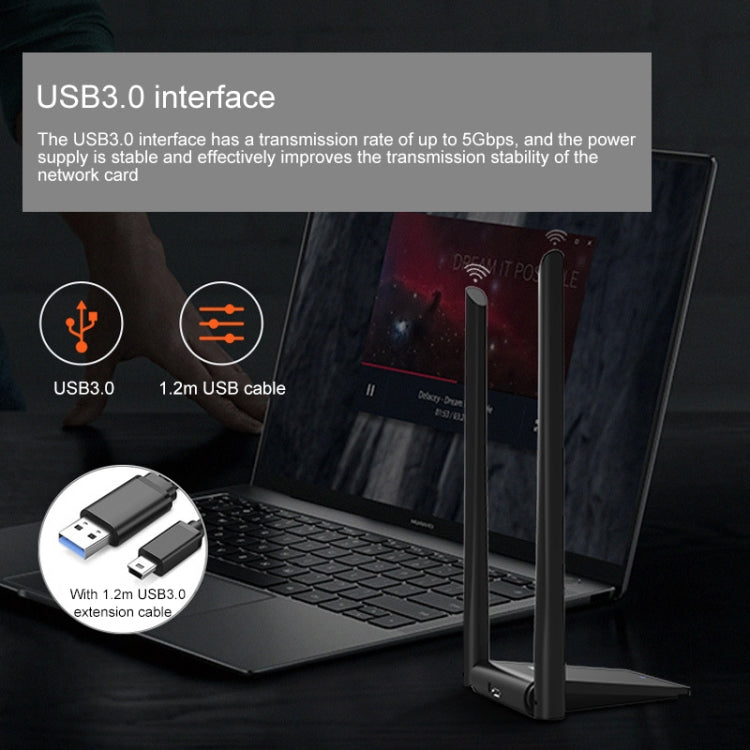 COMFAST CF-WU782ACV2 1300Mbps Dual-band Wifi Adattatore di rete USB con 2 antenne, CF-WU782ACV2