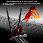COMFAST CF-AX200 PRO 3000Mbps Bluetooth PCI-E Adattatore scheda di rete Wi-Fi con 2 antenne, CF-AX200 PRO