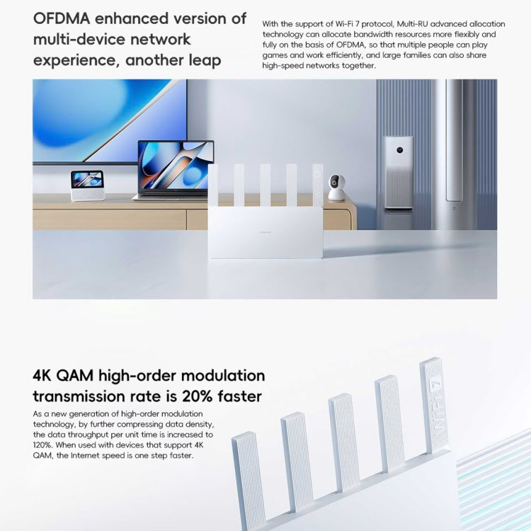Xiaomi Router BE5000 WiFi 7 MLO 2.4GHz 5.0GHz Dual Band 2.5G Porta 512MB RAM Ripetitore, Spina USA, BE5000
