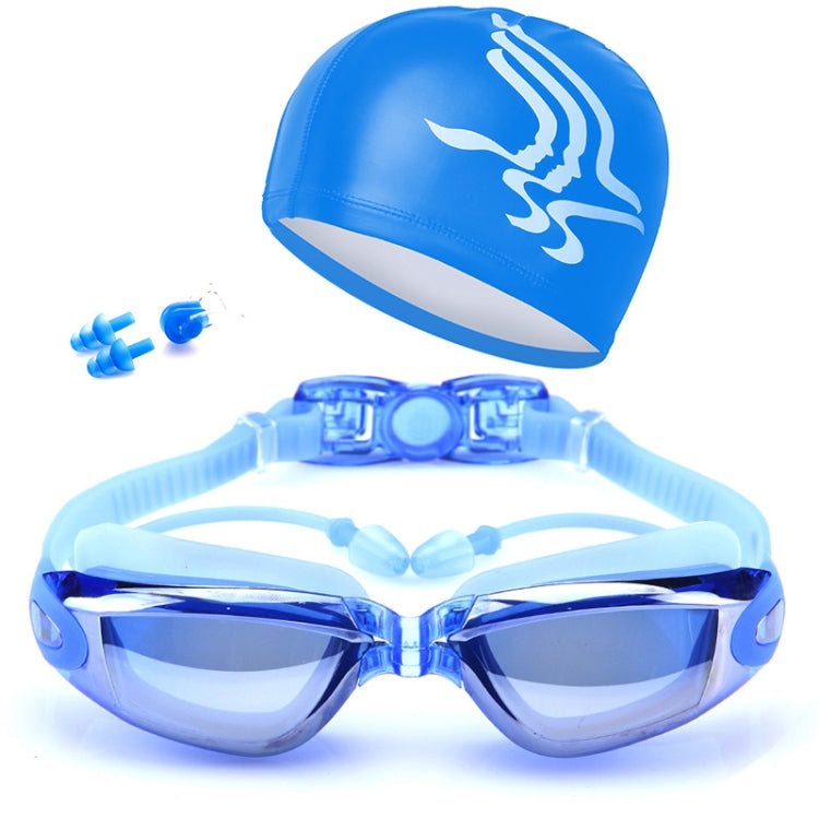 Occhialini da nuoto impermeabili antiappannamento ad alta definizione con cuffia, Swimming Goggles with Cap (Black), Swimming Goggles with Cap (Black Plating), Swimming Goggles with Cap (Pink), Swimming Goggles with Cap (Blue)                          ...