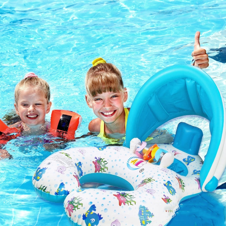 Divertimento in acqua Parasole per bambini Swimming Circle Yacht, dimensioni: 100x70 cm, Yellow Pattern, Blue Marine Fish Pattern, Beige Marine Fish Pattern, Leaf Umbrella Pattern