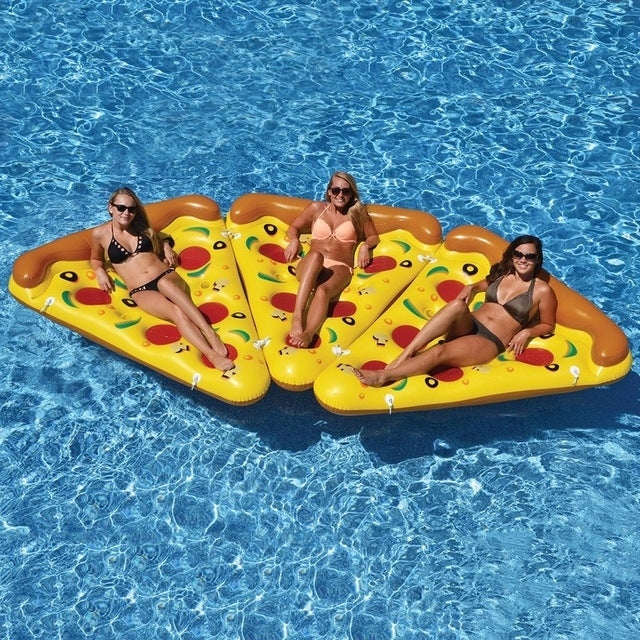 Anello da nuoto gonfiabile per tappetino galleggiante a forma di fetta di pizza, dimensioni gonfiate: 180 x 130 cm, Pizza Slice