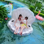 Anello gonfiabile per il nuoto con tappetino galleggiante a forma di capesante, dimensioni gonfiate: 170 x 130 x 100 cm, Scallop